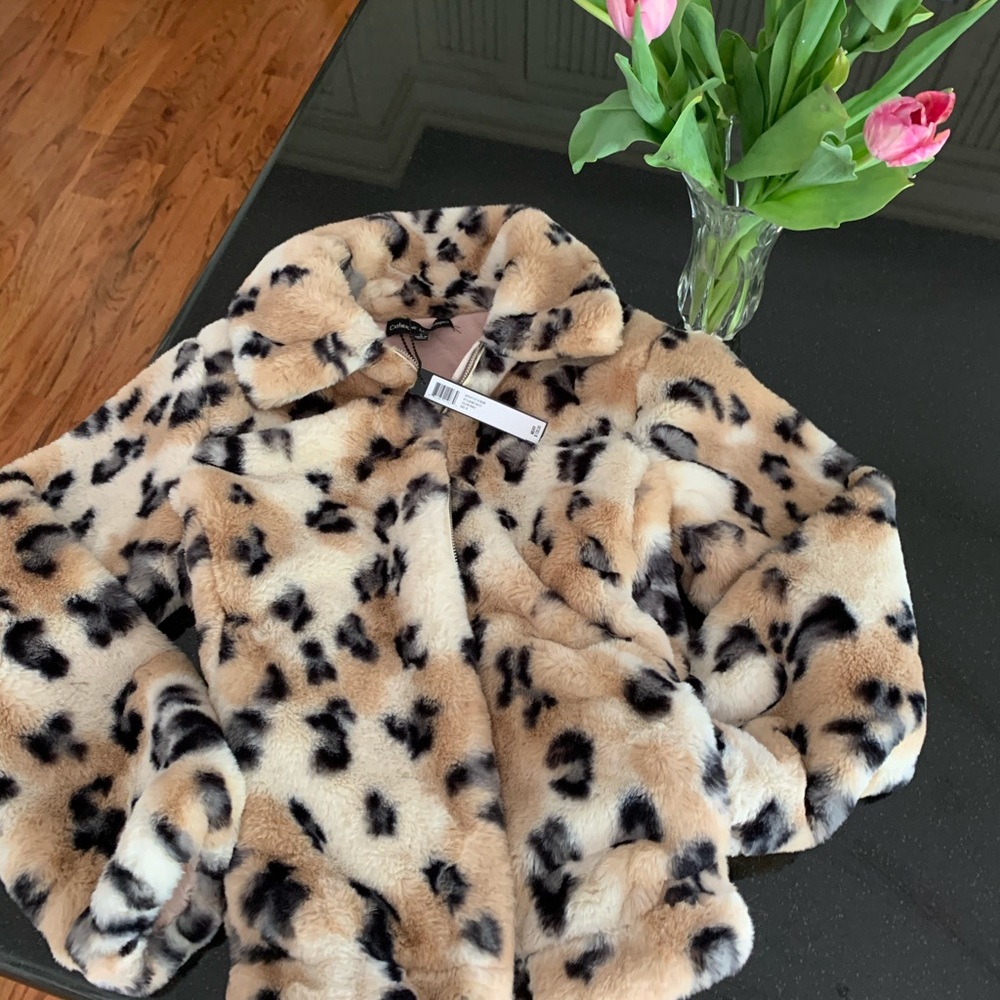 Catherine Malandrino NWT Faux Fur Leopard Size S